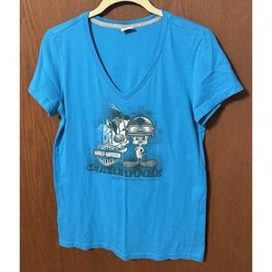 RK Stratman Harley Davidson Looney Tunes Cage Free Gorge Wyoming Shirt  Sz M Tb8